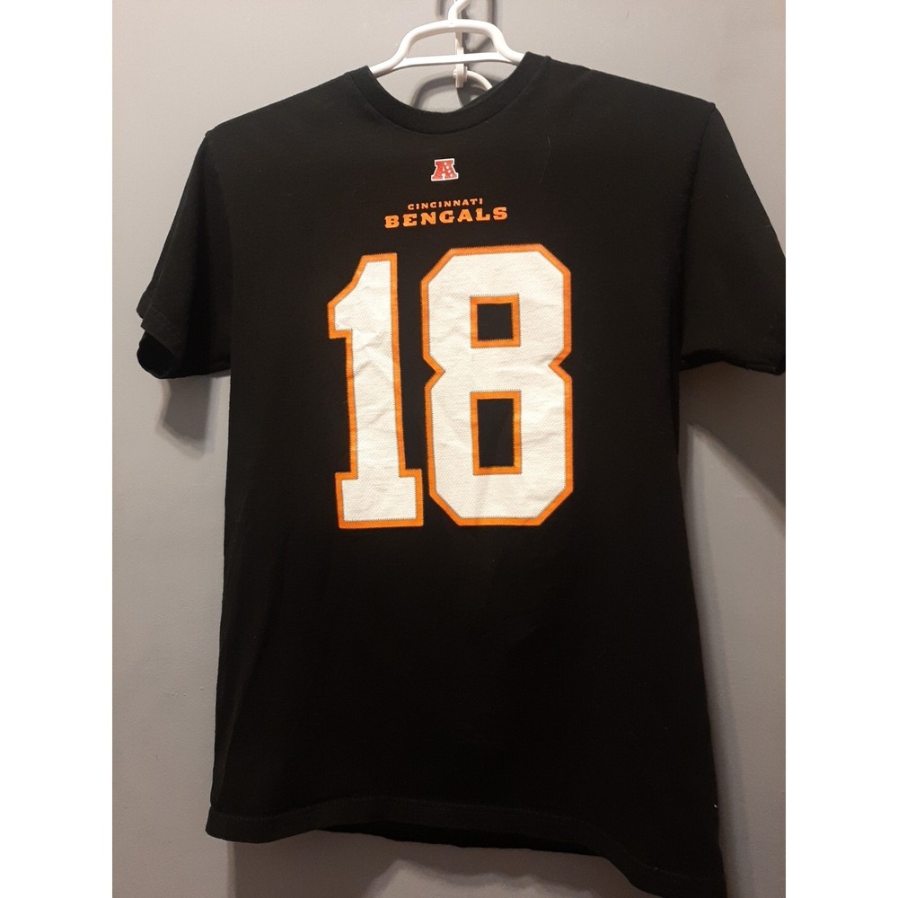 Cincinnati Bengals Football #18 TShirt Mens M Black Tee NFL Team Apparel Sports
